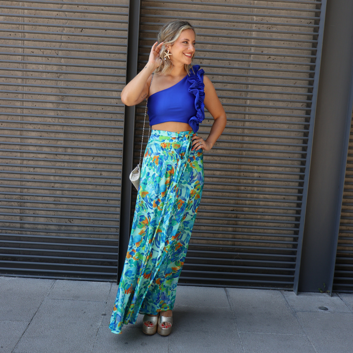 FALDA FILIPPA MANCHAS CELESTE