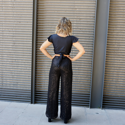 PANTALÓN BRILLO NEGRO