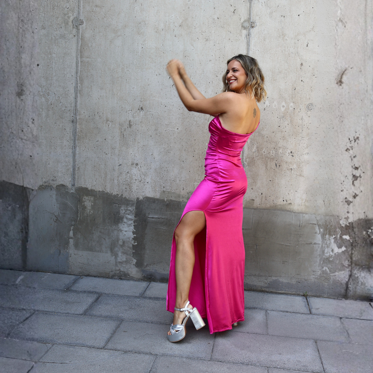 VESTIDO EMILIA DRAP FUCSIA