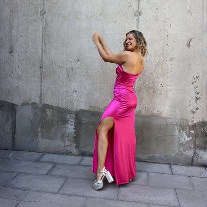 VESTIDO EMILIA DRAP FUCSIA