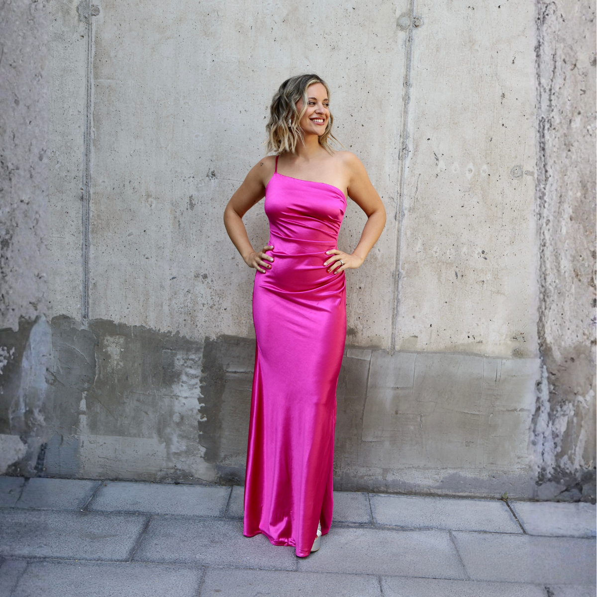 VESTIDO EMILIA DRAP FUCSIA