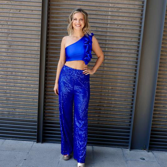 PANTALÓN BRILLO AZUL