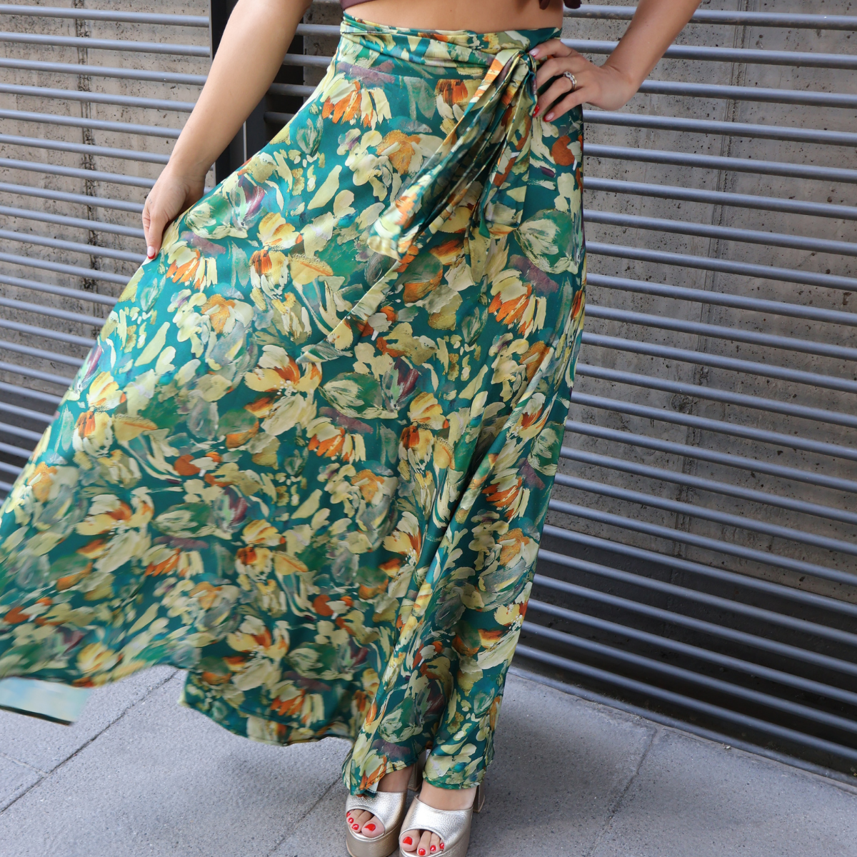 FALDA FILIPPA FLORES VERDE