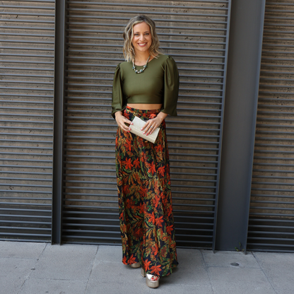 FALDA FILIPPA FLORES FONDO NEGRO