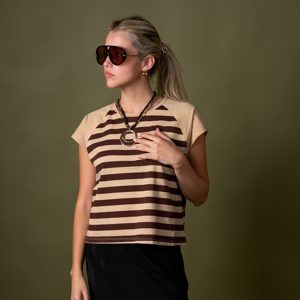 POLERA STRIPES CAFE