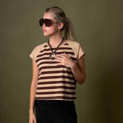 POLERA STRIPES CAFE