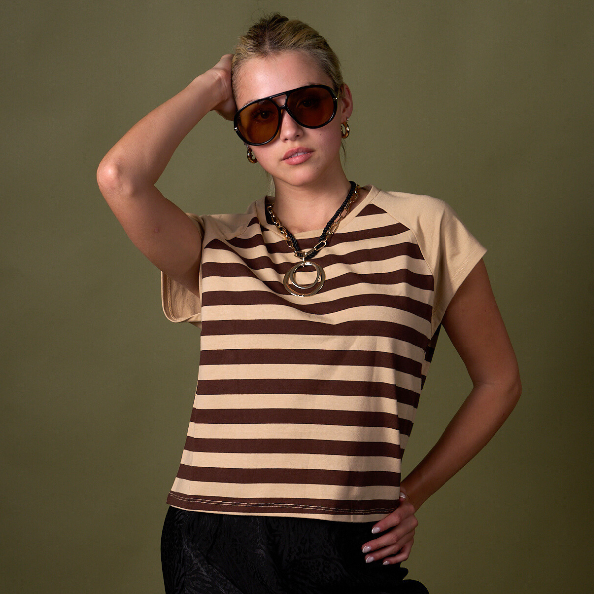 POLERA STRIPES CAFE