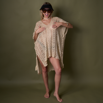 PONCHO TEJIDO BEIGE